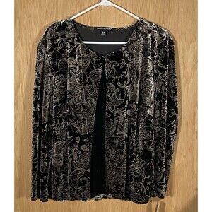 Briggs New York Black Gold Velvet Blazer Tank Set Sparkly Women's Plus Sz 2X NWT